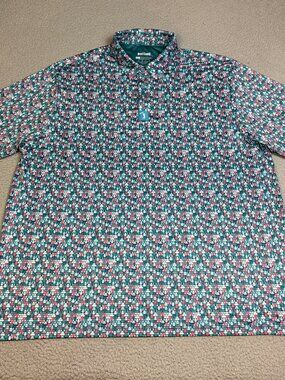 Bogey Bros Polo Mens Size 3XL Green Red Golf Casual Logo Buttons Collar